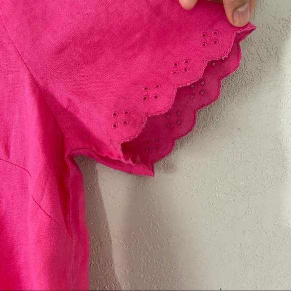 J. Crew Bright Pink Crossed- back linen blouse - Picture 6 of 8